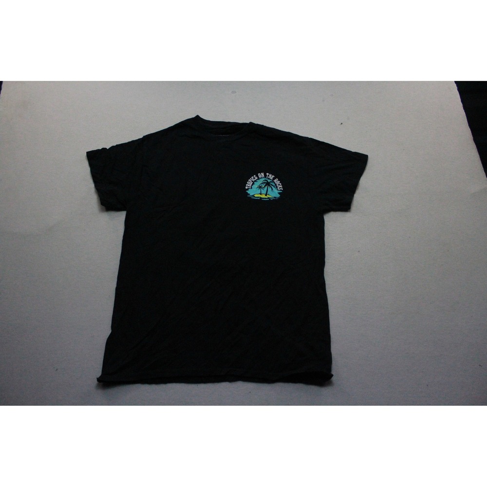 Introspect Tropics On The Rocks T-Shirt Mens Small Black Excellent Graphic Tee